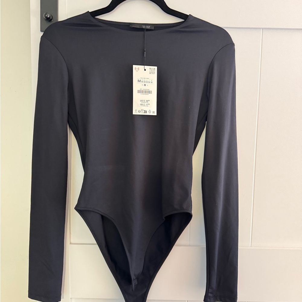 Zara Black Long Sleeve Bodysuit